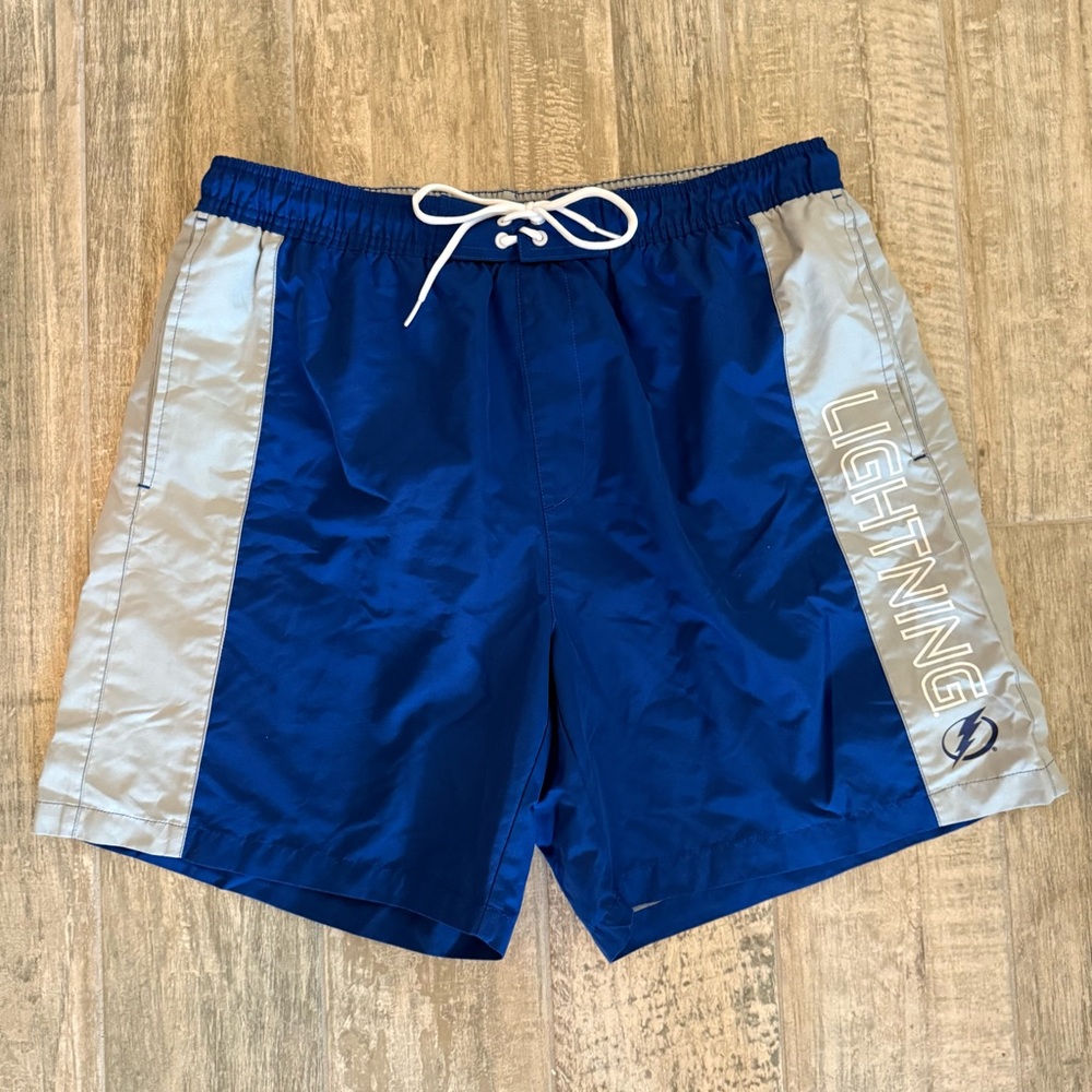 NHL Official GIII Tampa Bay Lightning Men’s Swim Trunks Blue White Men’s XXL